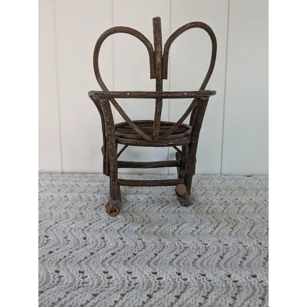 Miniature Doll Sized Twig Rocking Chair - Heart - 9.75